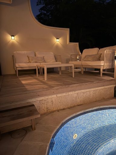 Pool and deck at night